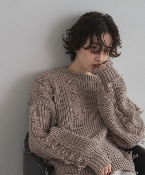 &. NOSTALGIA（ノスタルジア） ニット セーター モヘアタッチダメージ