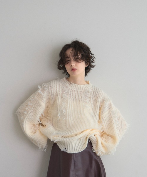 &. NOSTALGIA（ノスタルジア） ニット セーター モヘアタッチダメージ