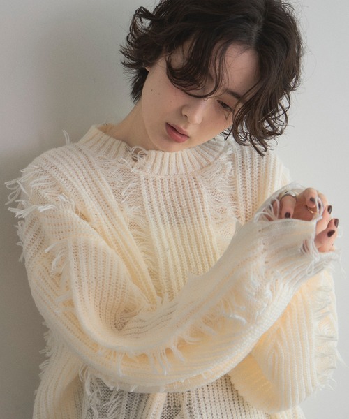 &. NOSTALGIA（ノスタルジア） ニット セーター モヘアタッチダメージ