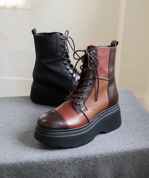 あしながおじさん ブーツ 防滑｜厚底パッチワークブーツ 2410205