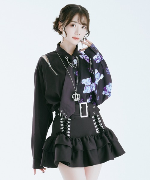 travas tokyo 熊 クマ ベアー バイカラー リボン シャツ ブラウス TRAVAS TOKYO（トラバストーキョー） ブラウス シャツ 「TRAVAS TOKYO