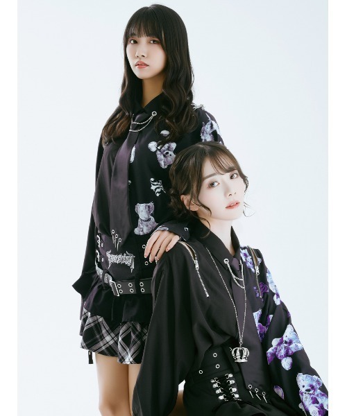 トラバストーキョー　シヴァーライズ　くま柄シャツ黒ネクタイ付き LISTEN FLAVOR - トラバストーキョー シヴァーライズ くま柄シャツ黒