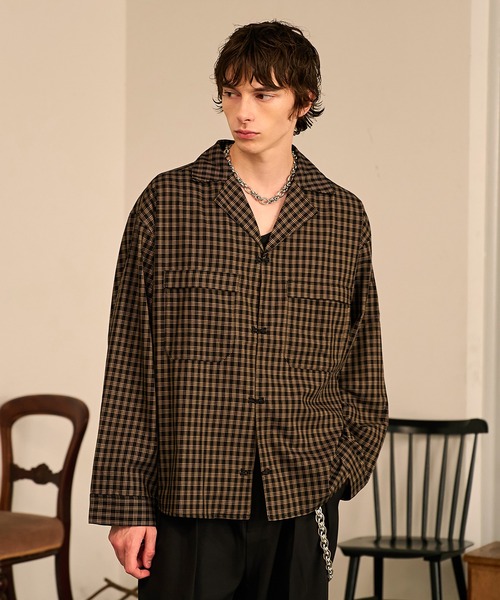 本日に限り値下げ‼️pheeny チェックシャツ ブラウン 完売 セール】Long Sleeve Check Shirt / ロングスリーブチェックシャツ
