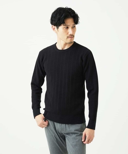 MKオム（MK homme）/【クルーネック/洗濯機で洗える】ランダムタックストライプクルーネックニット MK MICHEL KLEIN HOMME セーター ニット 「クルーネック/洗濯機で