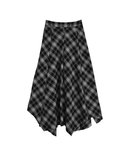 チェック柄 アシンメトリースカート Re:EDIT（リエディ） スカート 「2025 WINTER PRE ORDER」起毛チェック