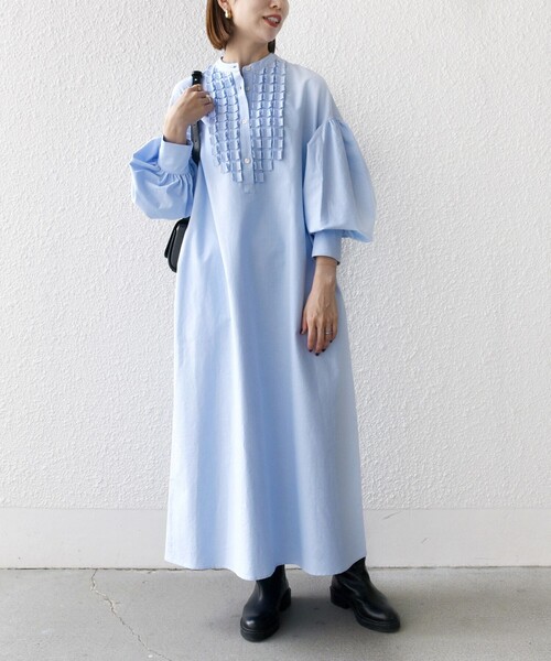 SHIPS any 「SHIPS any」 シャツワンピース ONE SIZE ブルー