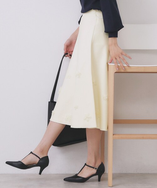 index（インデックス） スカート フラワーモチーフニットフレア