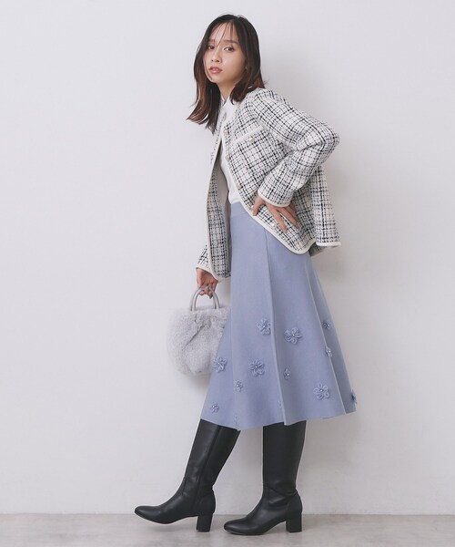 index（インデックス） スカート フラワーモチーフニットフレア