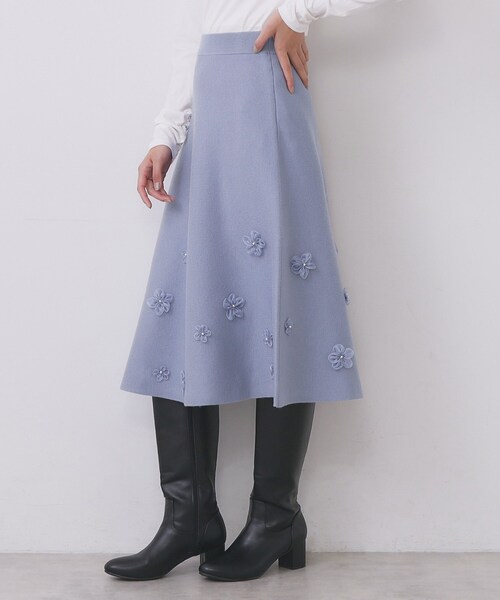 index（インデックス） スカート フラワーモチーフニットフレア