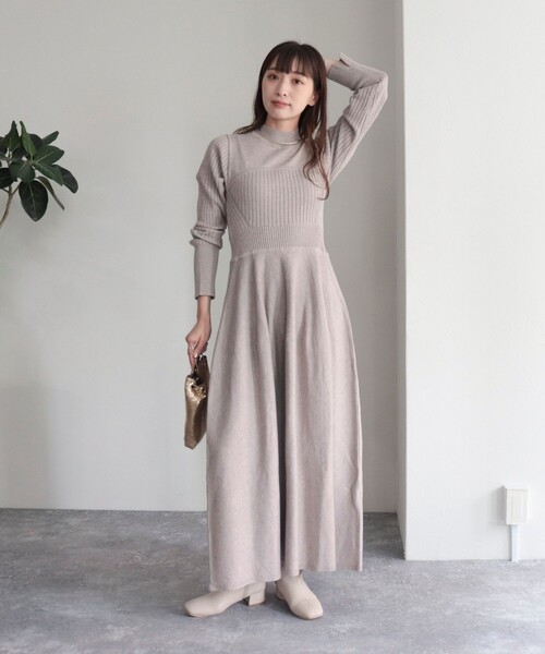 「fredy emue」 ニットワンピース 38 グレー レディース_画像2