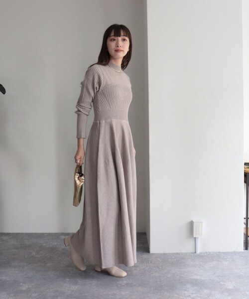「fredy emue」 ニットワンピース 38 グレー レディース_画像3