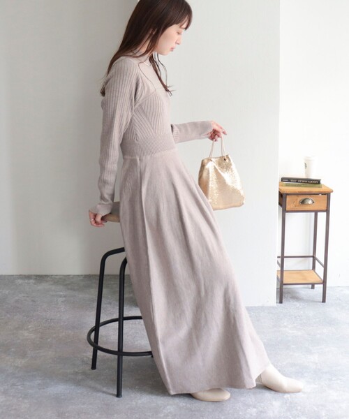 「fredy emue」 ニットワンピース 38 グレー レディース_画像6