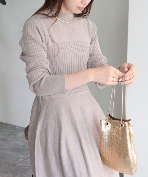 「fredy emue」 ニットワンピース 38 グレー レディース_画像9