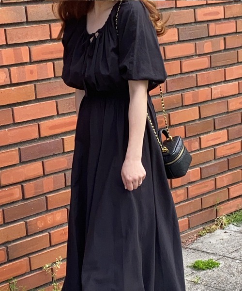 「LAUIR」 半袖ワンピース MEDIUM ブラック レディース_画像3