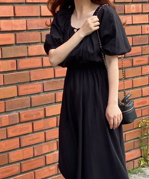 「LAUIR」 半袖ワンピース MEDIUM ブラック レディース_画像7
