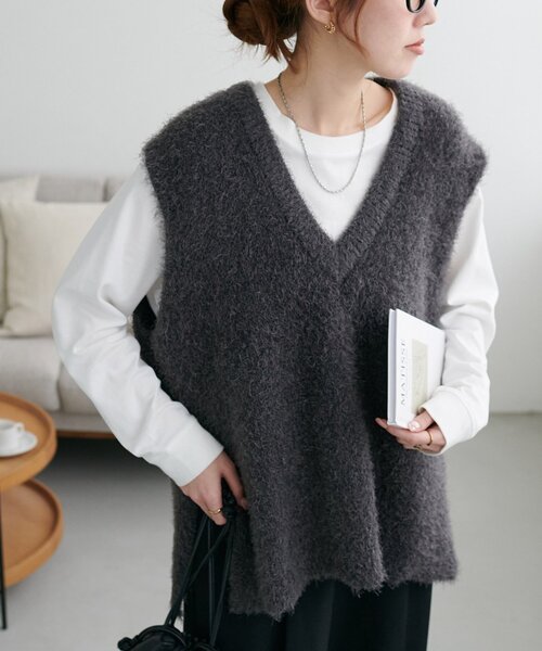 「DISCOAT」 ニットベスト FREE ベージュ レディース_画像2