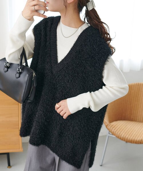 「DISCOAT」 ニットベスト FREE ベージュ レディース_画像4