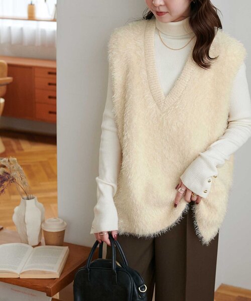 「DISCOAT」 ニットベスト FREE ベージュ レディース_画像10