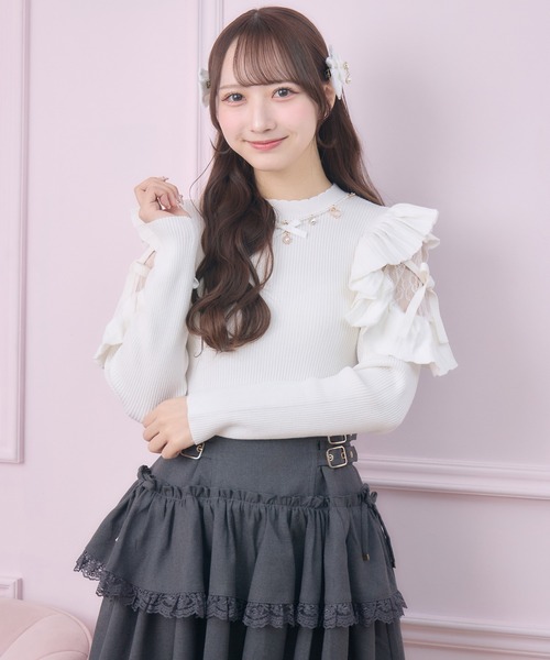 deicy♡肩フリルニット DEICY（デイシー）の「フリルショルダーニットプルオーバー（ニット