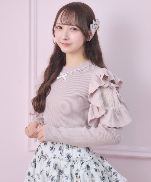 ROJITA（ロジータ） ニット セーター ネックレス付肩フリルニット