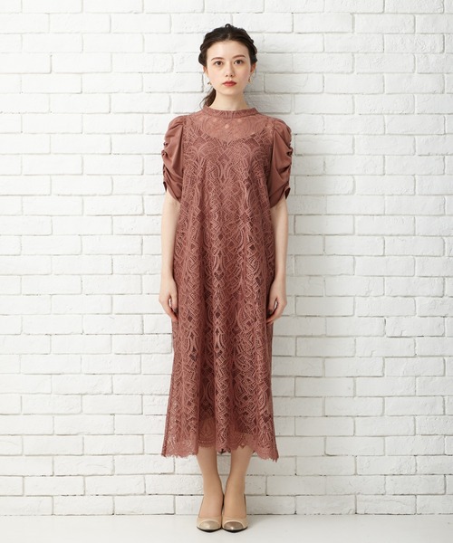 「AIMER」 半袖ワンピース LARGE ブラウン レディース_画像2