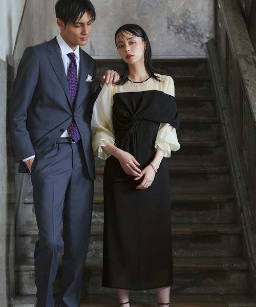 「RUIRUE BOUTIQUE」 長袖ワンピース M チャコール レディースの画像