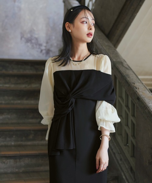 「RUIRUE BOUTIQUE」 長袖ワンピース M チャコール レディースの画像