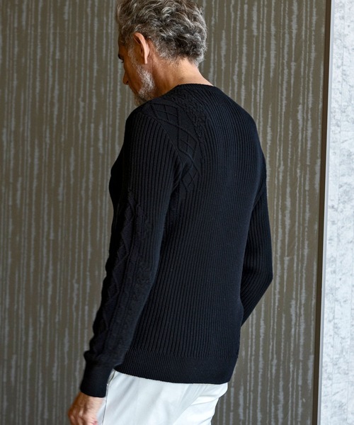 「AKM Contemporary」 長袖ニット L ブラック メンズ_画像9