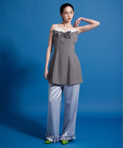 パーティードレス パンツドレス サテンフリルヘムパンツセットドレス / satin frillhem pants set dress