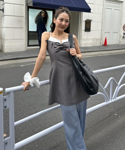 パーティードレス パンツドレス サテンフリルヘムパンツセットドレス / satin frillhem pants set dress