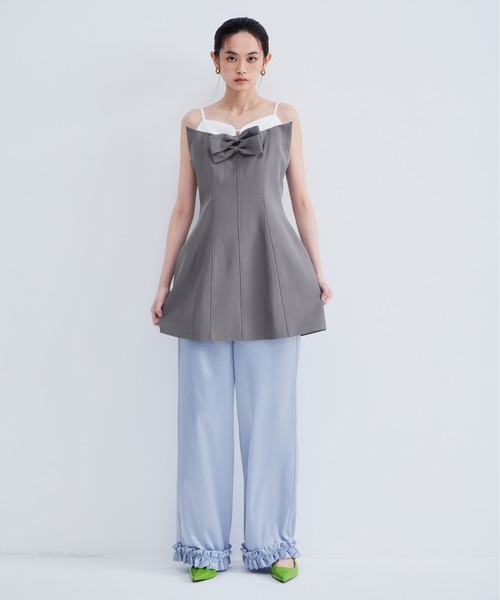パーティードレス パンツドレス サテンフリルヘムパンツセットドレス / satin frillhem pants set dress