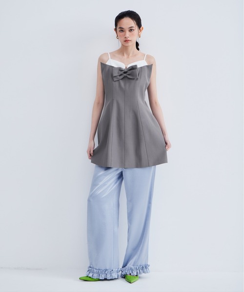 パーティードレス パンツドレス サテンフリルヘムパンツセットドレス / satin frillhem pants set dress