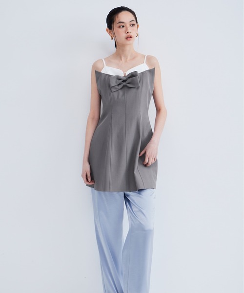 パーティードレス パンツドレス サテンフリルヘムパンツセットドレス / satin frillhem pants set dress
