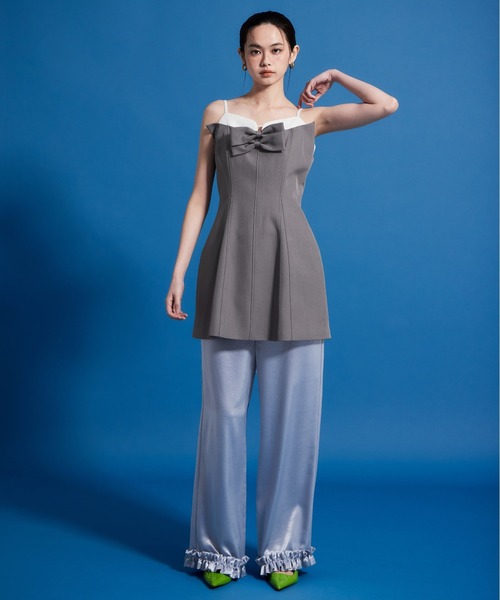 パーティードレス パンツドレス サテンフリルヘムパンツセットドレス / satin frillhem pants set dress