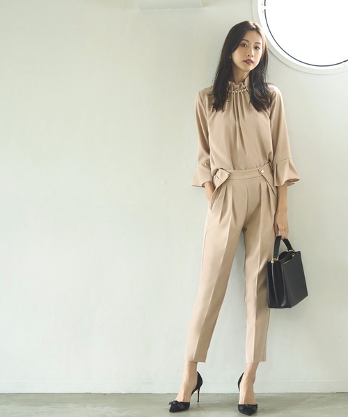 「RUIRUE BOUTIQUE」 パンツスーツ LL ベージュ レディースの画像