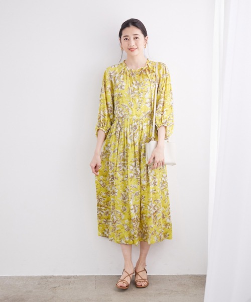 「ROPE'」 長袖ワンピース 38 モスグリーン レディース_画像3