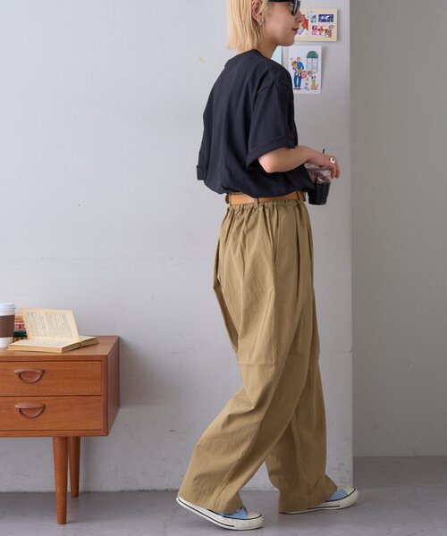 パンツ 「GEVACO」ギャザーテーパードパンツ レディース メンズの画像