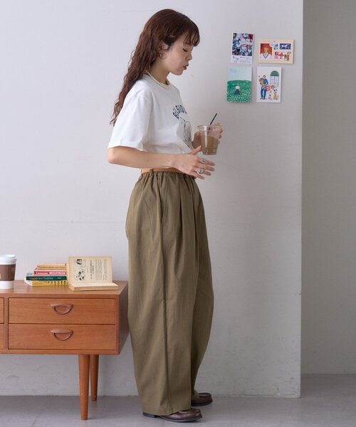 パンツ 「GEVACO」ギャザーテーパードパンツ レディース メンズの画像