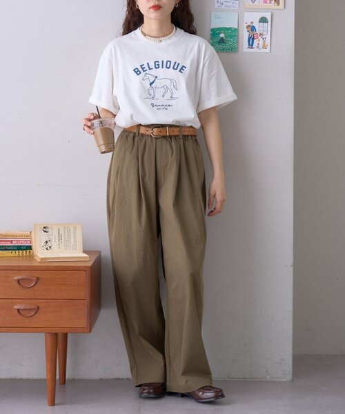 パンツ 「GEVACO」ギャザーテーパードパンツ レディース メンズの画像