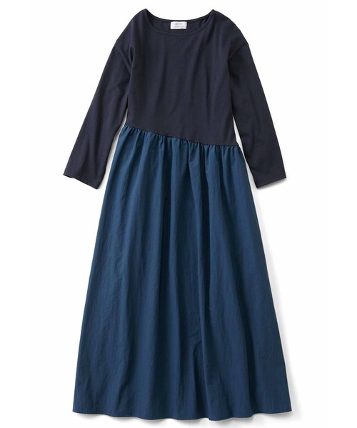 「Live in comfort」 7分袖ワンピース LARGE チャコールグレー レディース_画像3