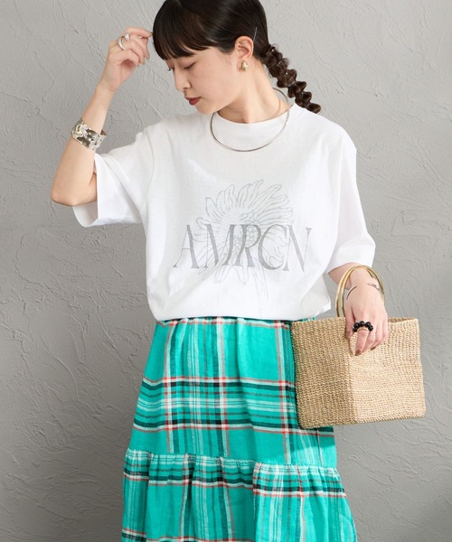 AMERICANA（アメリカーナ） tシャツ AMRCN FLOWER プリントTシャツ