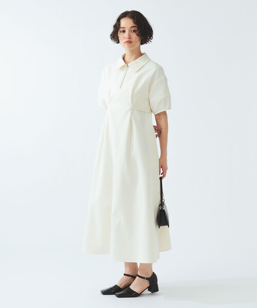 レディース Ray Beams 刺繍入りホワイトチュニック 半袖