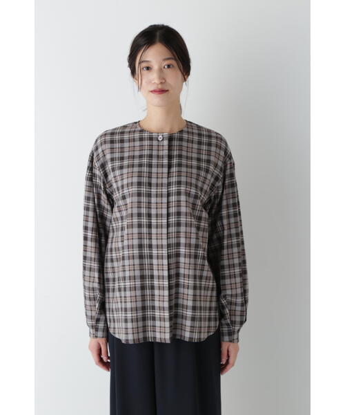 「human woman」 長袖ブラウス MEDIUM チャコールグレー レディース_画像4