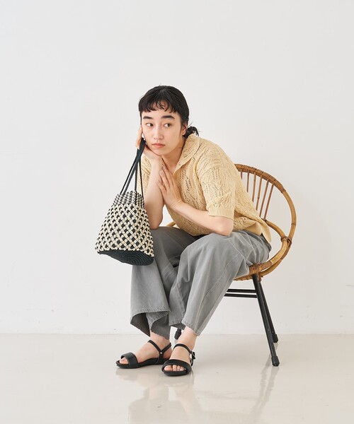 かごバッグ カゴバッグ ANANS　SMALL MACRAMAE WC MIX_3