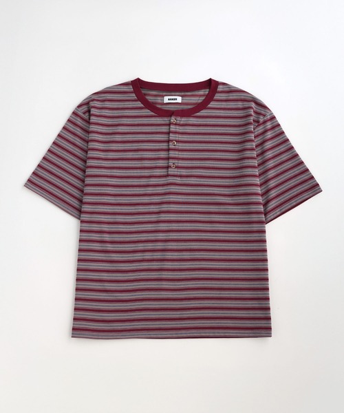 NAKER ヘンリーネック tシャツ ヘンリーネックボーダーTシャツ メンズ