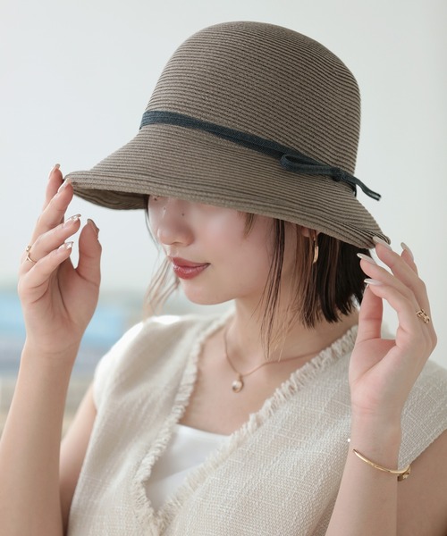 「Little&More」 ストローハット L チョコ レディース_画像8
