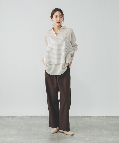 「GLOBAL WORK」 長袖シャツ LARGE ブラウン系その他6 レディース_画像7