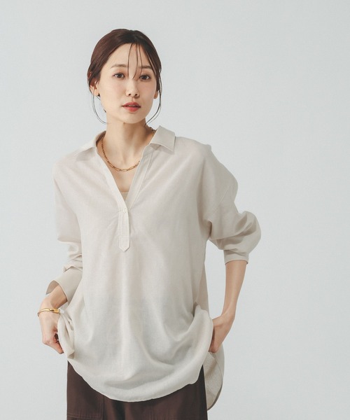 「GLOBAL WORK」 長袖シャツ LARGE ブラウン系その他6 レディース_画像8