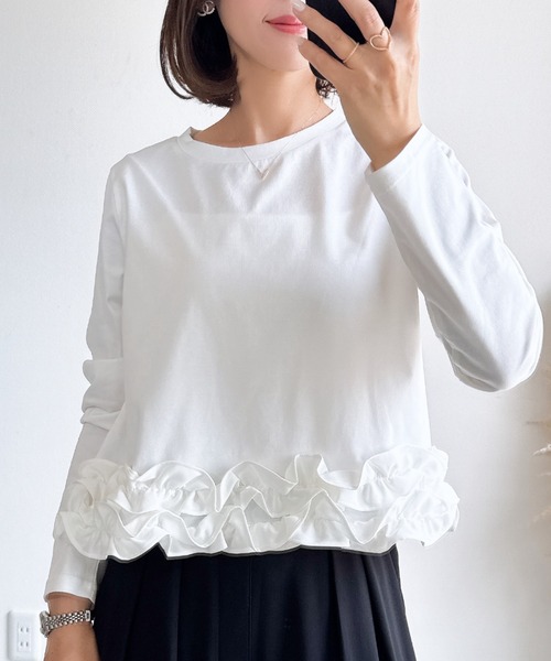&. NOSTALGIA（ノスタルジア） tシャツ 「ZOZO限定」裾フリルロングT