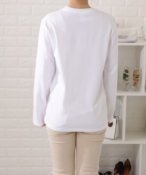 ホワイト 長袖 Tシャツ ラウンドネック DAYRA tシャツ 綿 ラウンドネックロングTシャツ レディース : ZOZOTOWN
